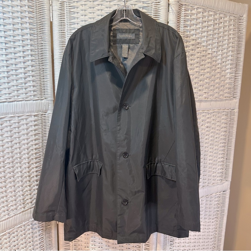 Banana Republic Full Button Rain Trench Coat Black L